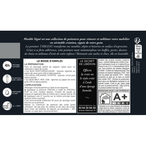 Peinture pour meuble Le tableau LIBÉRON noir graphite mat 0.5L - LIBERON