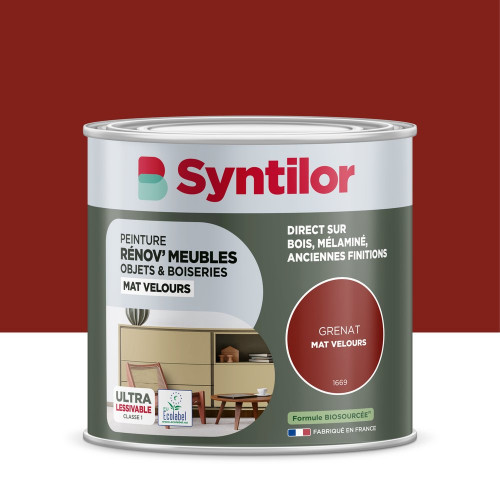 Peinture de rénovation meuble et objet SYNTILOR  grenat velours 0,25L - SYNTILOR