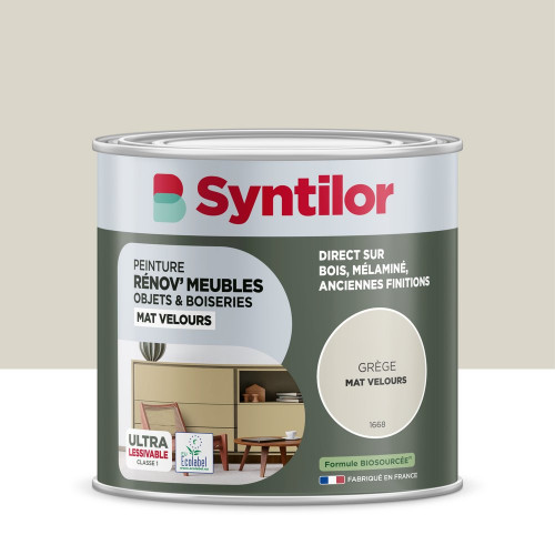 Peinture de rénovation meuble et objet SYNTILOR  grege velours 0,5L - SYNTILOR