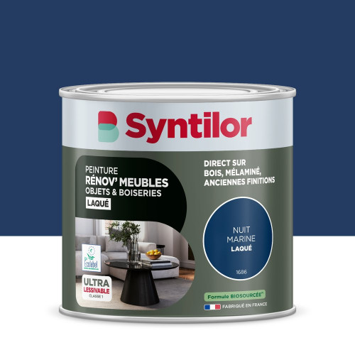 Peinture de rénovation meuble et objet SYNTILOR  nuit marine laque 0,5L - SYNTILOR