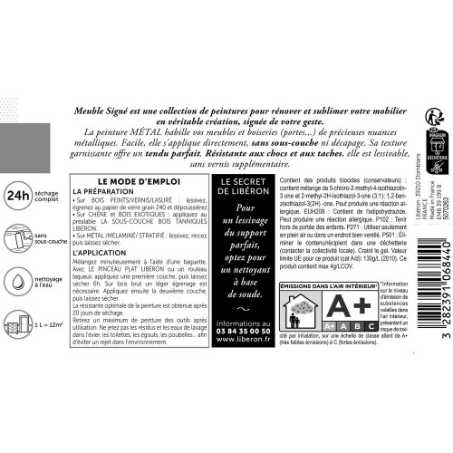 Peinture meuble et boiserie Meuble signé LIBÉRON new black poudré métallisé 0.5L - LIBERON