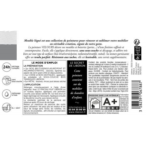 Peinture meuble et boiserie Meuble signé LIBÉRON vert cendré velours 0.5L - LIBERON
