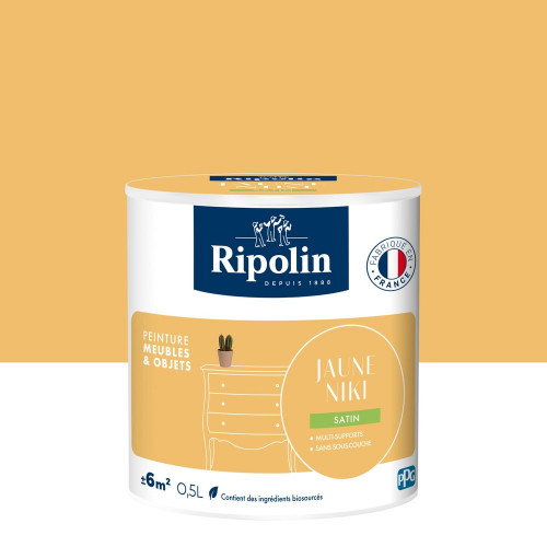 Peinture meuble et objet, RIPOLIN, jaune niki 0.5l - RIPOLIN