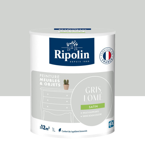 Peinture meuble et objet, RIPOLIN, gris lome 1l - RIPOLIN