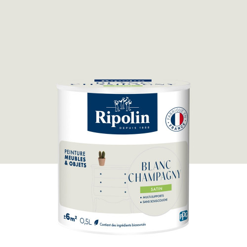 Peinture meuble et objet, RIPOLIN, blanc champagny 0.5l - RIPOLIN