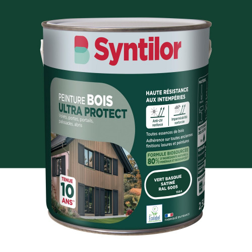 Peinture exterieure bois Ultra protect SYNTILOR vert basque satine  2.5l - SYNTILOR