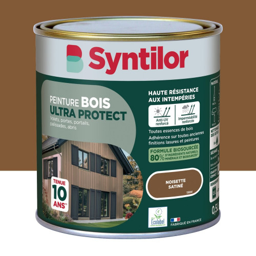 Peinture exterieure bois Ultra protect SYNTILOR noisette satine  0.5l - SYNTILOR
