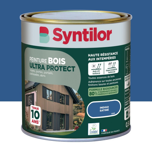 Peinture exterieure bois Ultra protect SYNTILOR indigo satine  0.5l - SYNTILOR
