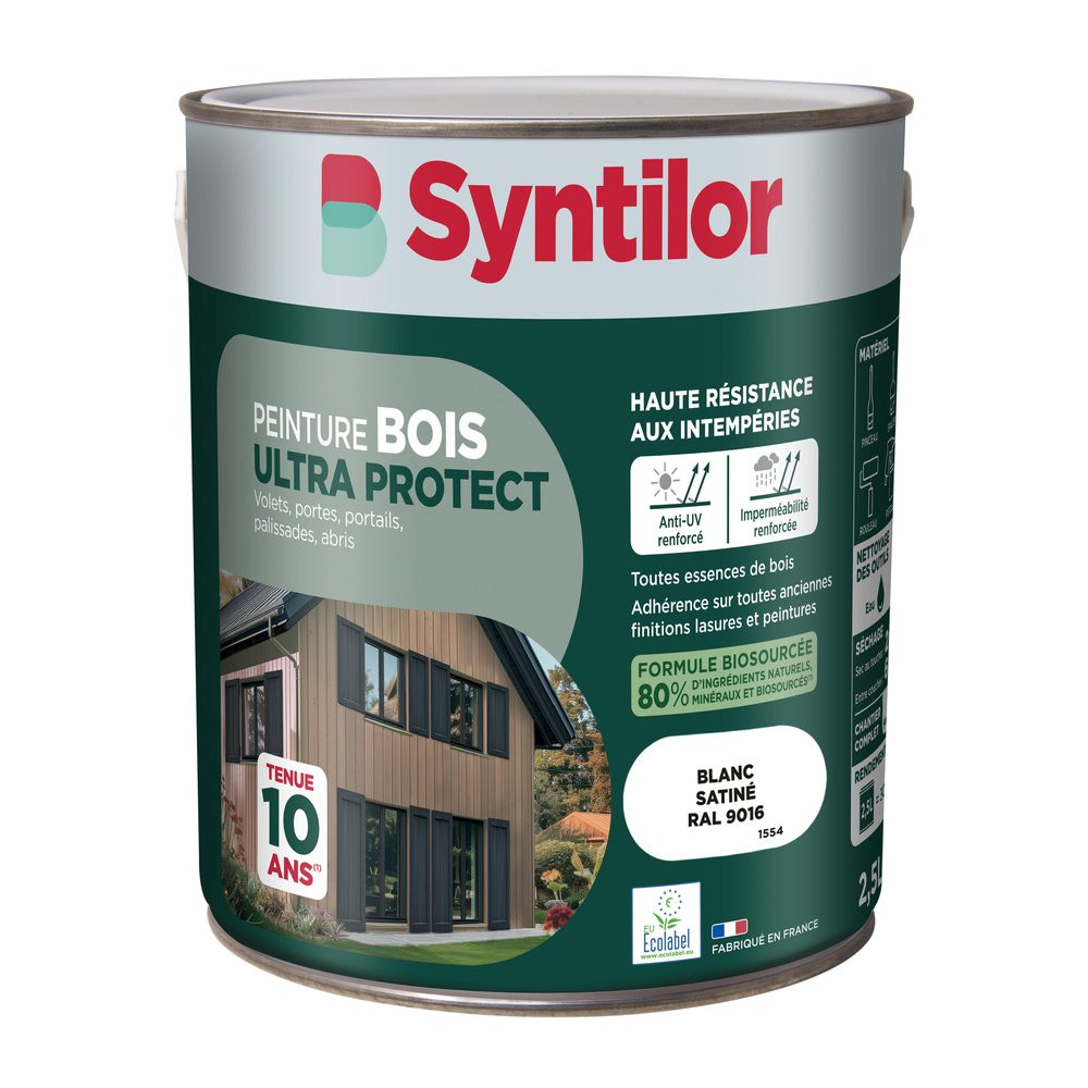 Peinture exterieure bois Ultra protect SYNTILOR blanc satine 2.5l
