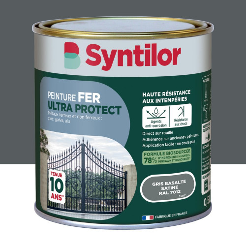 Peinture exterieure fer, alu Ultra protect SYNTILOR gris basalte satine  0.5l - SYNTILOR