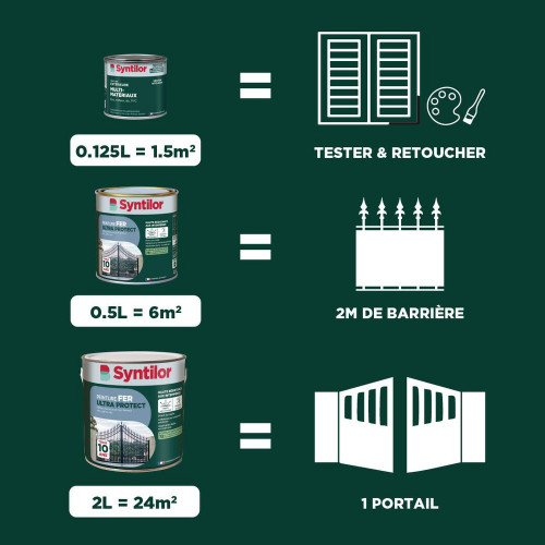 Peinture exterieure fer, aluminium Ultra protect SYNTILOR gris alu satine 2l - SYNTILOR