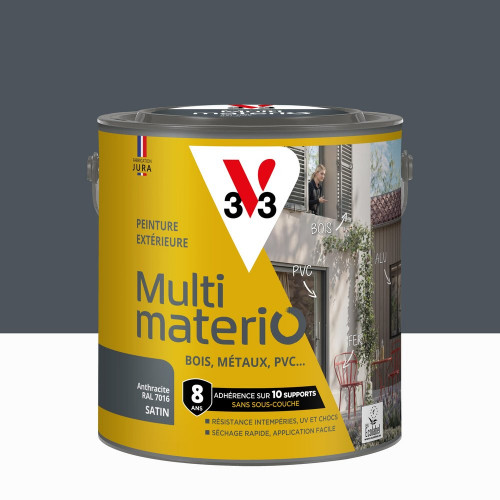 Peinture multimateriaux exterieure Multimaterio V33 anthracite satine 2 l - V33