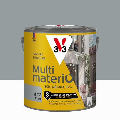 Peinture multimateriaux exterieure Multimaterio V33 gris galet satine 2 l - V33
