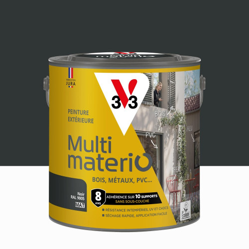 Peinture extérieure bois, fer, plastique V33 noir mat 2L - V33