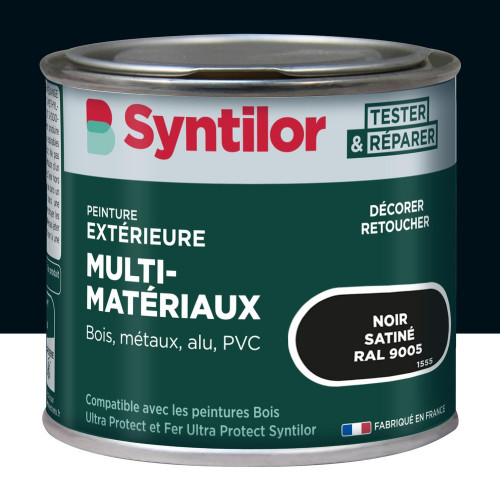Peinture exterieure bois, aluminium, pvc . SYNTILOR noir satine 125ml - SYNTILOR