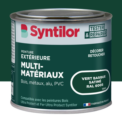 Peinture exterieure bois, aluminium, pvc . SYNTILOR vert basque satine 125ml - SYNTILOR