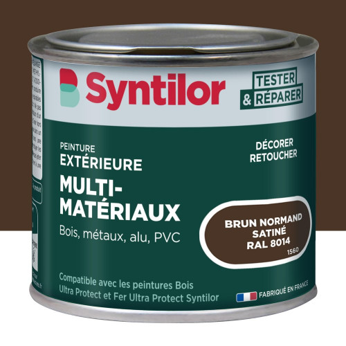 Peinture exterieure bois, aluminium, pvc . SYNTILOR brun normand satine 125ml - SYNTILOR