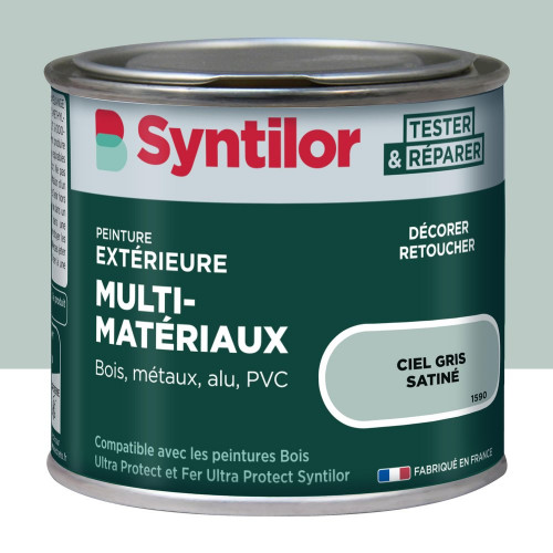 Peinture exterieure bois, aluminium, pvc . SYNTILOR ciel gris satine 125ml - SYNTILOR
