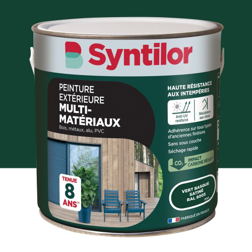 Peinture exterieure bois, aluminium, pvc . SYNTILOR vert basque satine 2l - SYNTILOR