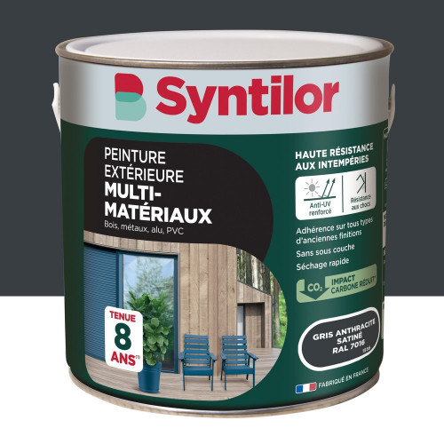 Peinture exterieure bois, aluminium, pvc . SYNTILOR gris anthracite satine 2l - SYNTILOR
