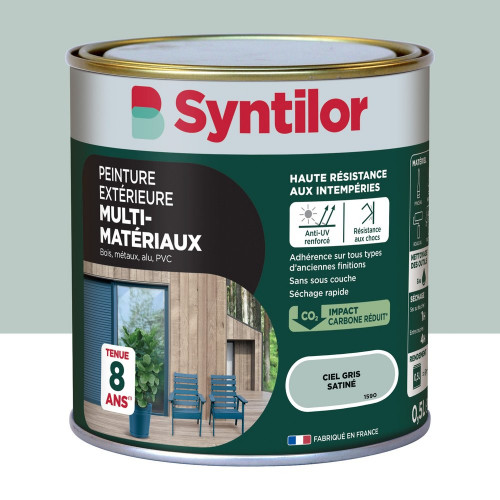 Peinture exterieure bois, aluminium, pvc . SYNTILOR ciel gris satine 0.5l - SYNTILOR