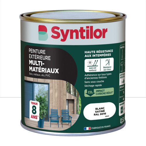 Peinture exterieure bois, aluminium, pvc . SYNTILOR blanc satine 0.5l - SYNTILOR