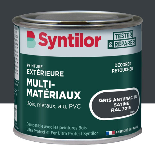 Peinture exterieure bois, alu, pvc . SYNTILOR gris anthracite satine  0.125l - SYNTILOR