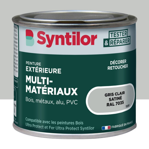 Peinture exterieure bois, aluminium, pvc . SYNTILOR gris clair satine 125ml - SYNTILOR