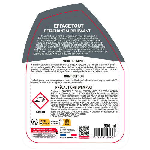 Nettoyant SPADO Efface tout détachant surpuissant, 0.5L - SPADO
