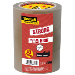Lot de 3 adhésifs ruban d'emballage Havane, SCOTCH marron, 48mm X 66M de marque SCOTCH, référence: B9830200