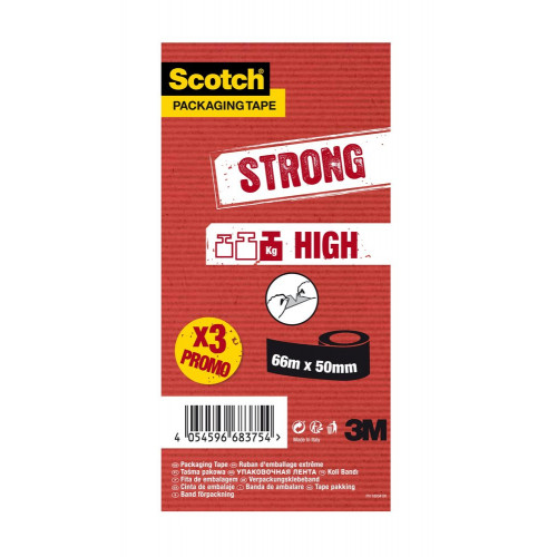 Lot de 3 adhésifs ruban d'emballage Havane, SCOTCH marron, 48mm X 66M - SCOTCH