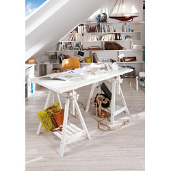 Tréteau pin architecte blanc, H.70 x l.70 cm - ASTIGARRAGA