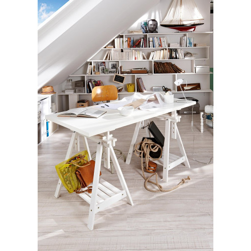 Tréteau pin architecte blanc, H.70 x l.70 cm - ASTIGARRAGA