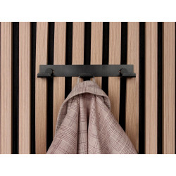 Porte manteau métal noir 3 crochets compatible panneaux tasseaux, l.21.5 cm de marque Sans marque, référence: B9834000