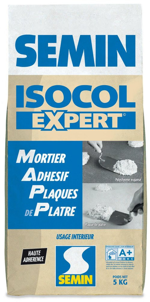 Mortier adhésif plaque de platre isocol expert sac 5 kg Semin - vue 2