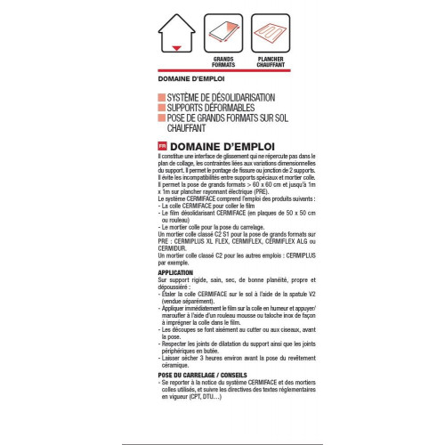 Système de désolidarisation DESVRES, 10 m² - CERMIX