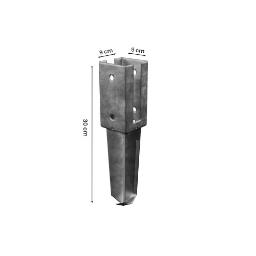 Support à sceller acier galvanisé à sceller gris, H.30 x l.9 x P.9 cm - CERLAND
