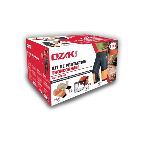Kit de protection tronçonnage casque + gants + visière - Sans marque