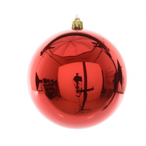 Boule Noel polystyrene d20cm rouge brillant unite - Sans marque