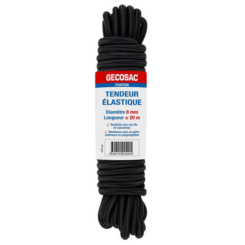 Tendeur Elastique 8mm longueur 10 mètres, noir - Sans marque