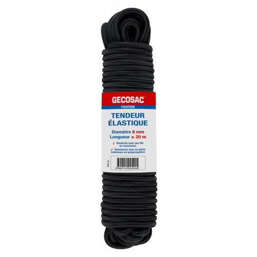 Tendeur Elastique 8mm longueur 20 mètres, noir - Sans marque