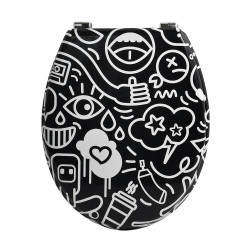 Abattant wc mdf sans fonction decor steeve noir msv de marque Sans marque, référence: B9878600