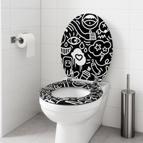 Abattant wc mdf sans fonction decor steeve noir msv - Sans marque