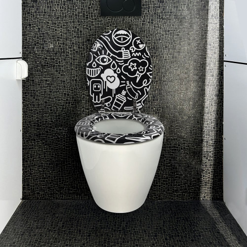 Abattant wc mdf sans fonction decor steeve noir msv - Sans marque