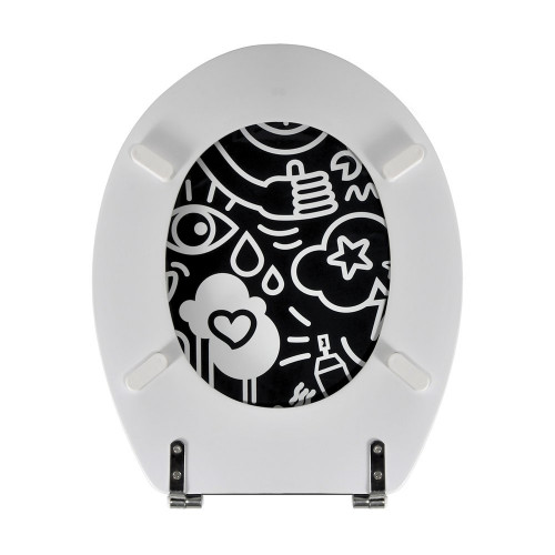 Abattant wc mdf sans fonction decor steeve noir msv - Sans marque