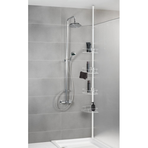 Etagère de bain / douche d'angle télescopique blanc à encastrer Lutrano - WENKO