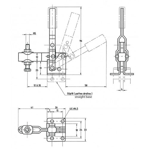 Sauterelle à serrage et levier verticaux 12 à 35 mm - SERMAX