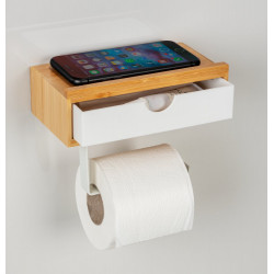 Dérouleur de papier WC avec tablette Inbara à coller blanc de marque WENKO, référence: B9883100