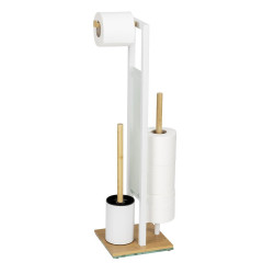 Combine brosse et porte-papier toilette Rivalta blanc de marque WENKO, référence: B9883300