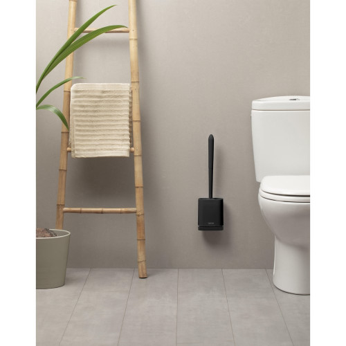 Pot avec brosse WC intégrée noir adhésif Silicone TATAY - TATAY